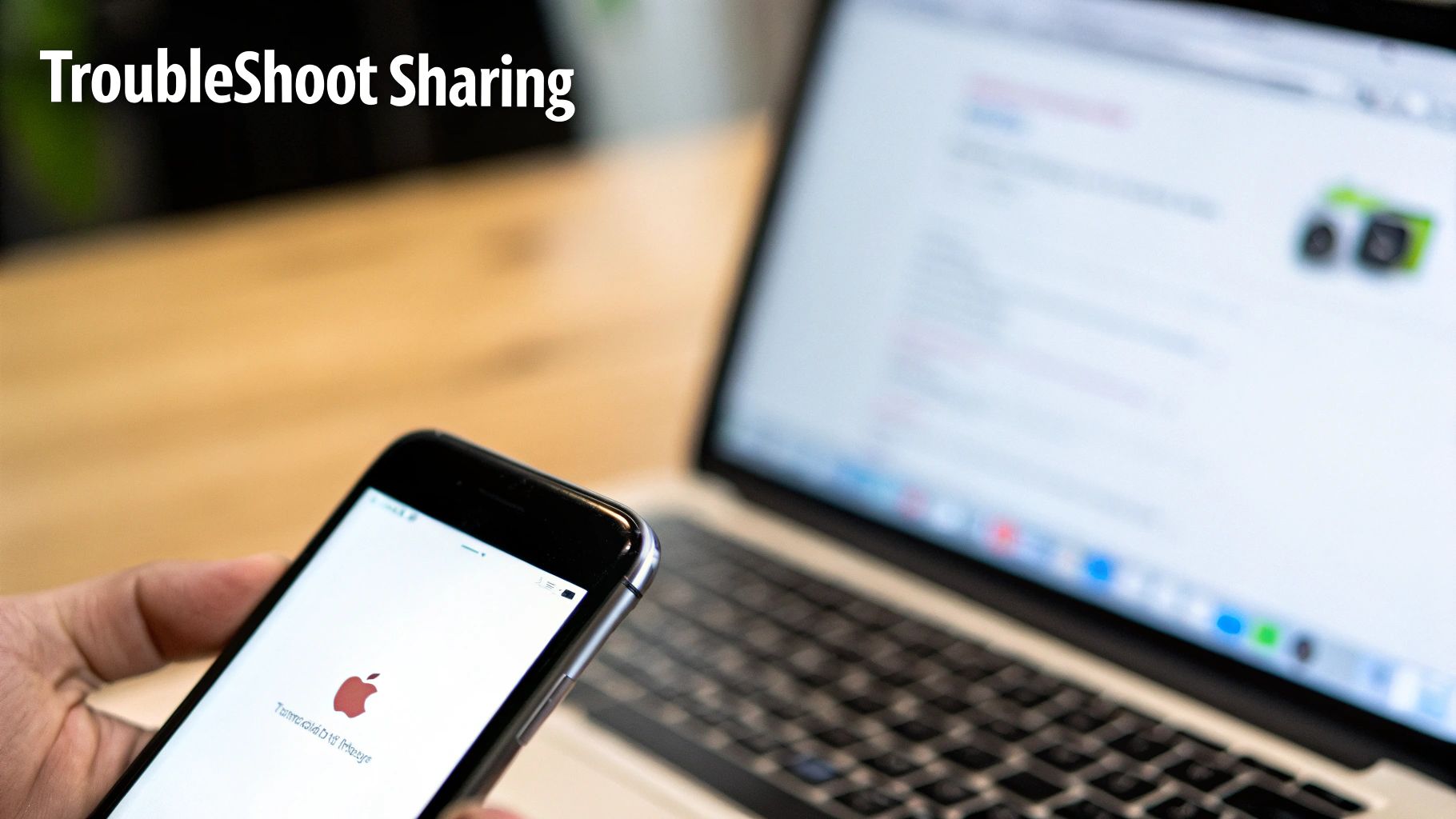 A person looking thoughtfully at a laptop screen with social media icons, indicating they are troubleshooting a sharing problem.