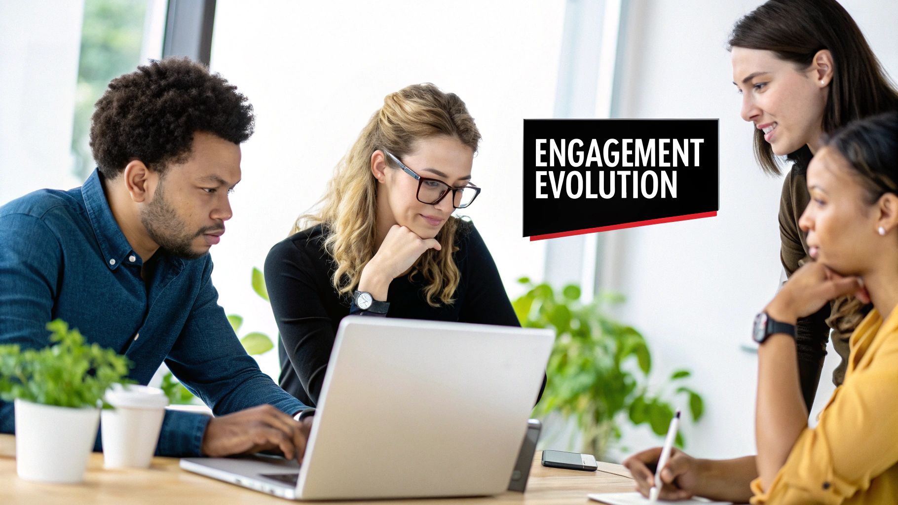 A collage of social media icons and engagement metrics like likes, comments, and shares, representing a modern engagement strategy.