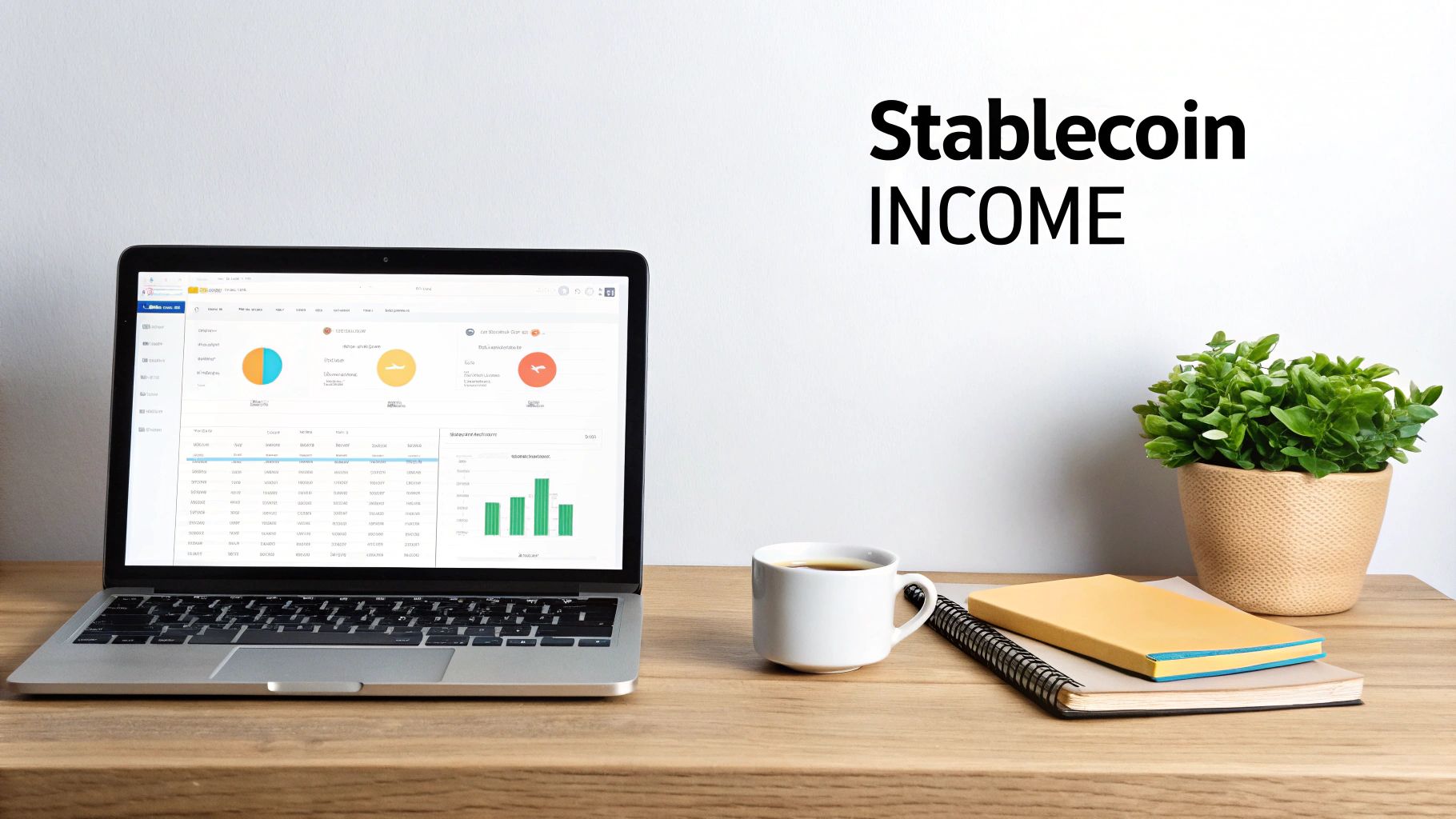 A visual representation of stablecoin passive income, showing coins growing like a plant in a digital environment.