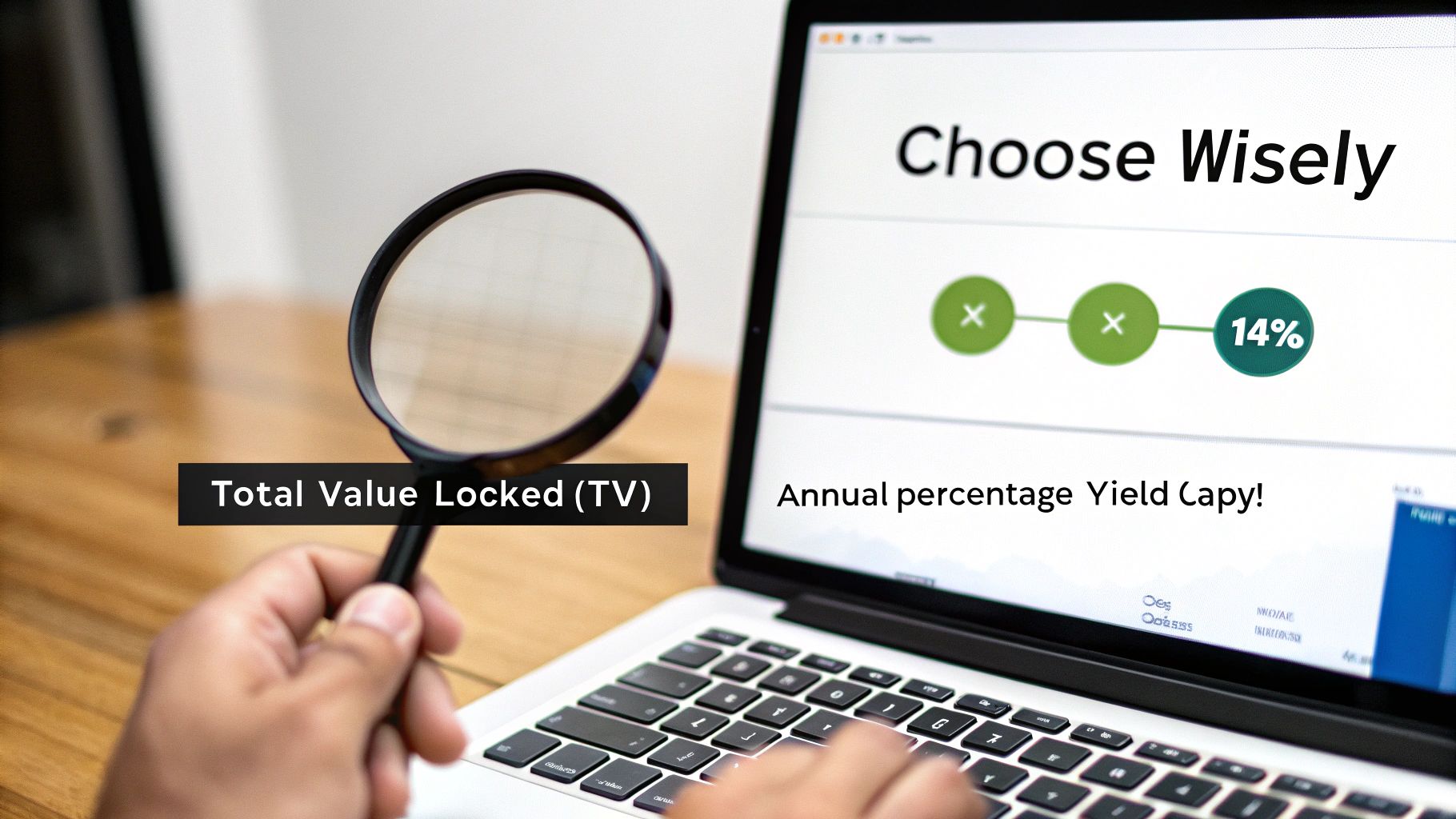 Chart showing analysis and selection of a yield aggregator platform.