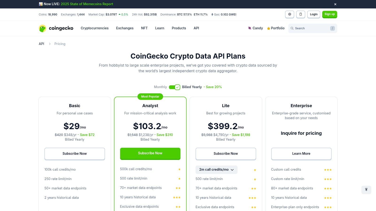 CoinGecko (Site + API)