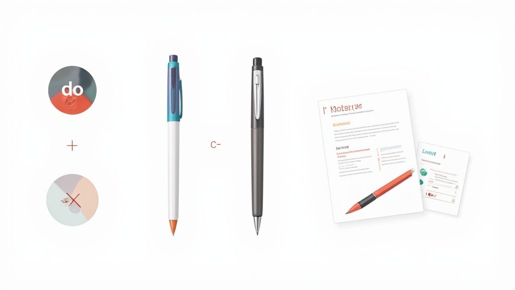 Un mockup che mostra l'aspetto di un logo su una penna promozionale