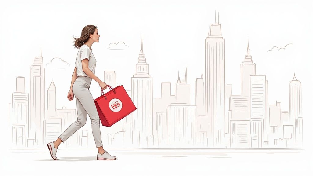 A collection of stylish, custom-branded gift bags with logos, showcasing different materials and designs.