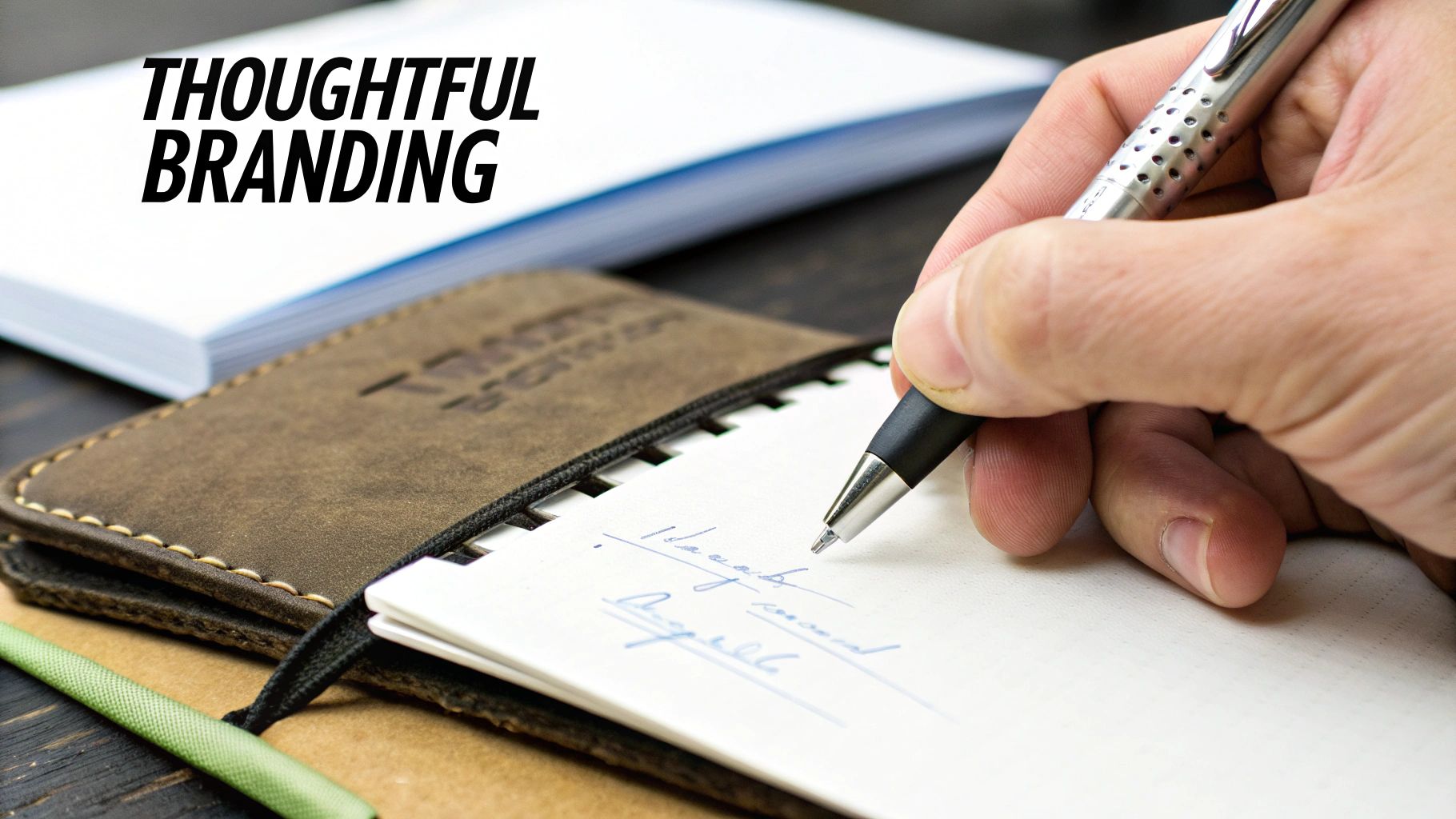 A close-up of a personalized corporate gift being engraved.