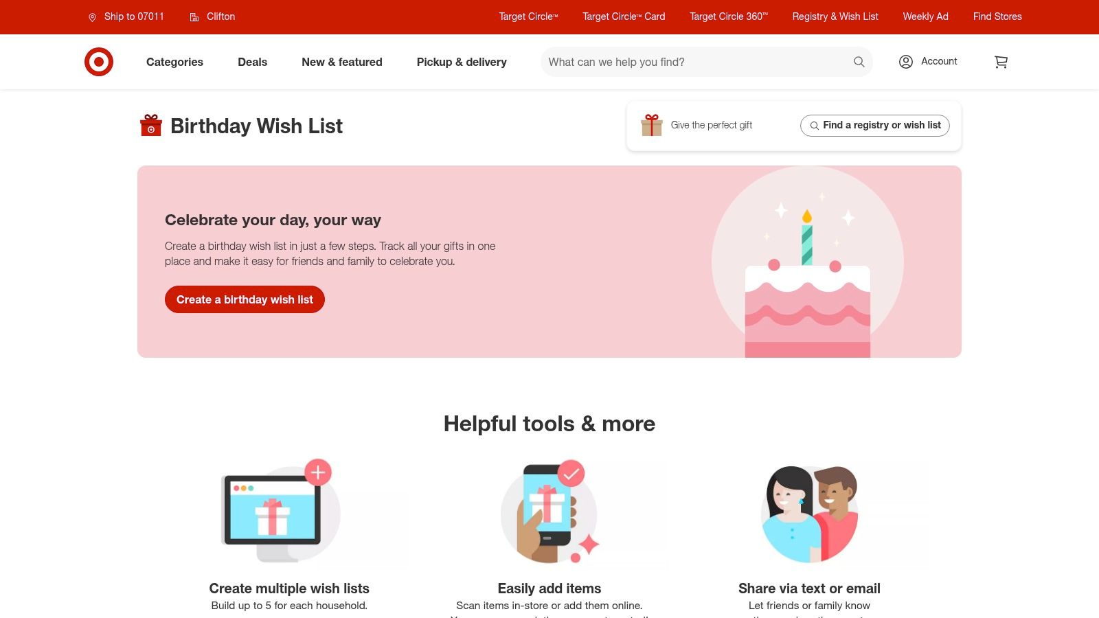 Target (Birthday Wish List / Registry)