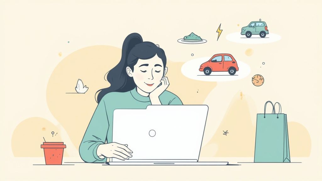 Osoba używająca kalkulatora online do obliczenia śladu węglowego