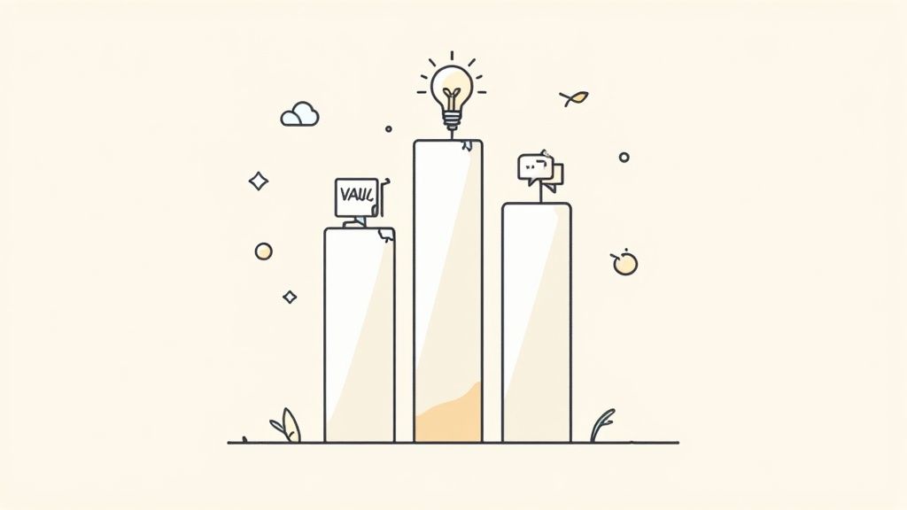 An overhead shot of a person's desk with a laptop, notebook, and coffee, planning a content calendar.