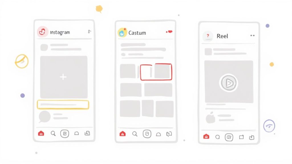 A person's hands scrolling through a visually appealing Instagram feed on a smartphone.