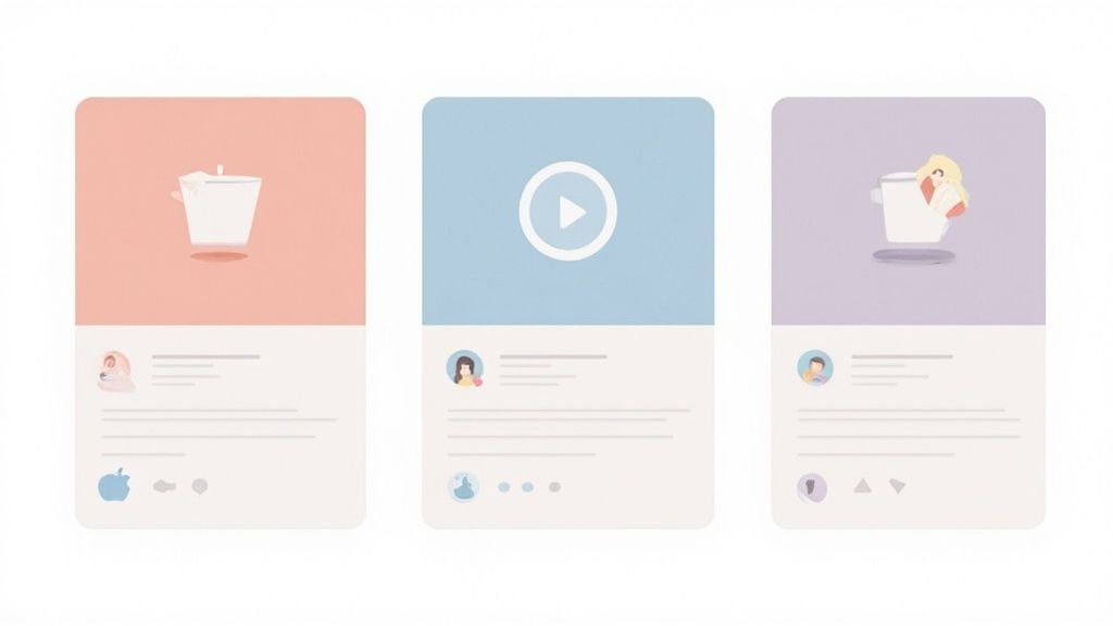 An effective content mix includes educational, entertaining, user-generated, and promotional content.