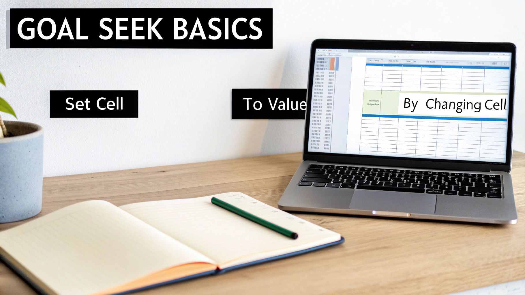 A screenshot of the Goal Seek dialog box in Excel showing the fields 'Set cell', 'To value', and 'By changing cell' filled out for a student grade calculation.