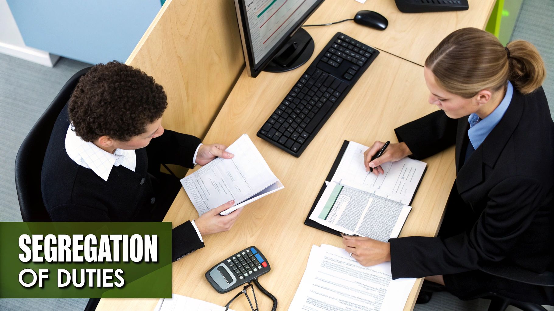 Diagram illustrating the concept of Segregation of Duties in a business process