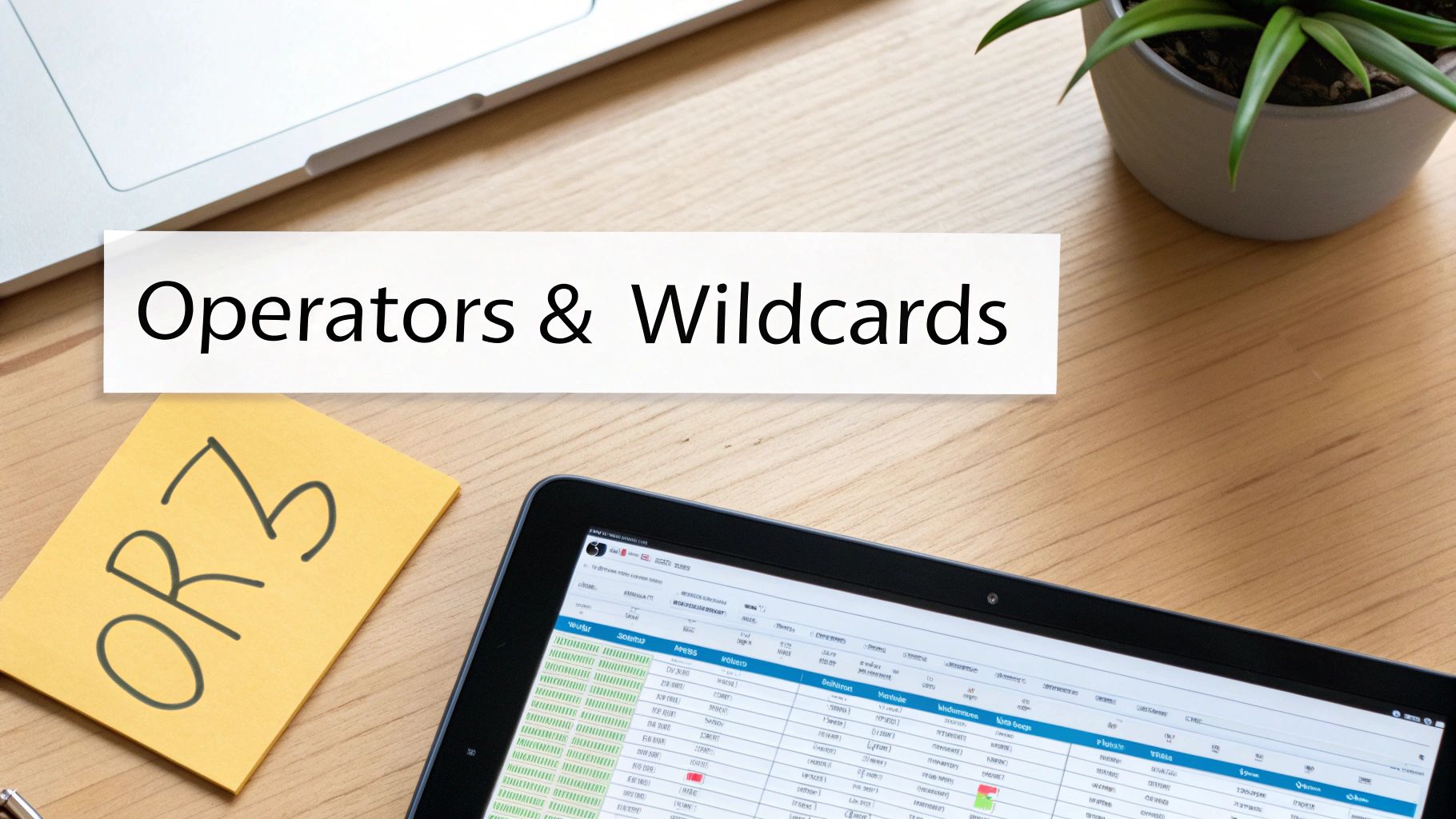 An Excel spreadsheet showing the COUNTIF function being used with wildcards and operators.