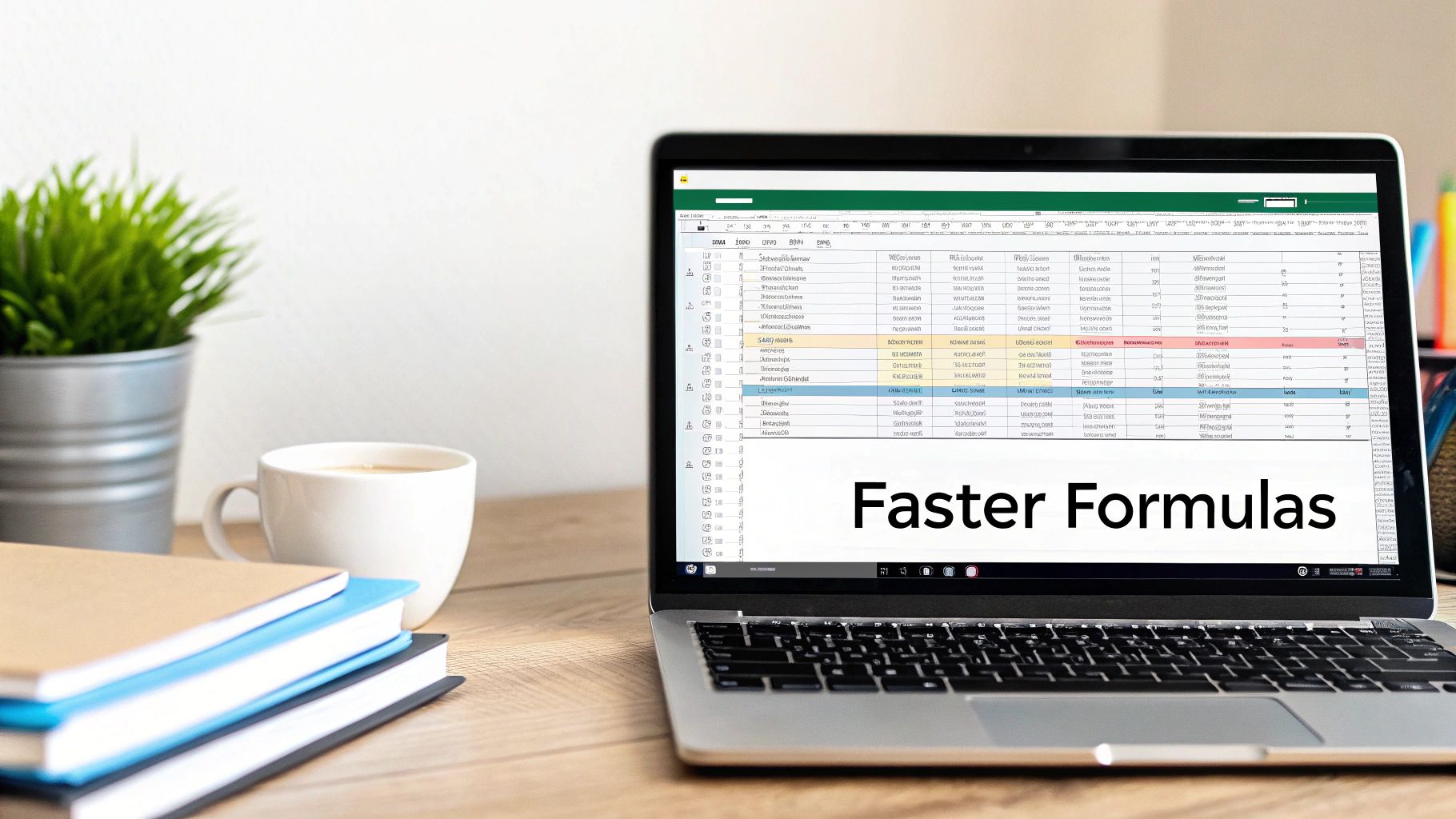 A person working on a laptop with charts and graphs, representing data analysis in Excel.