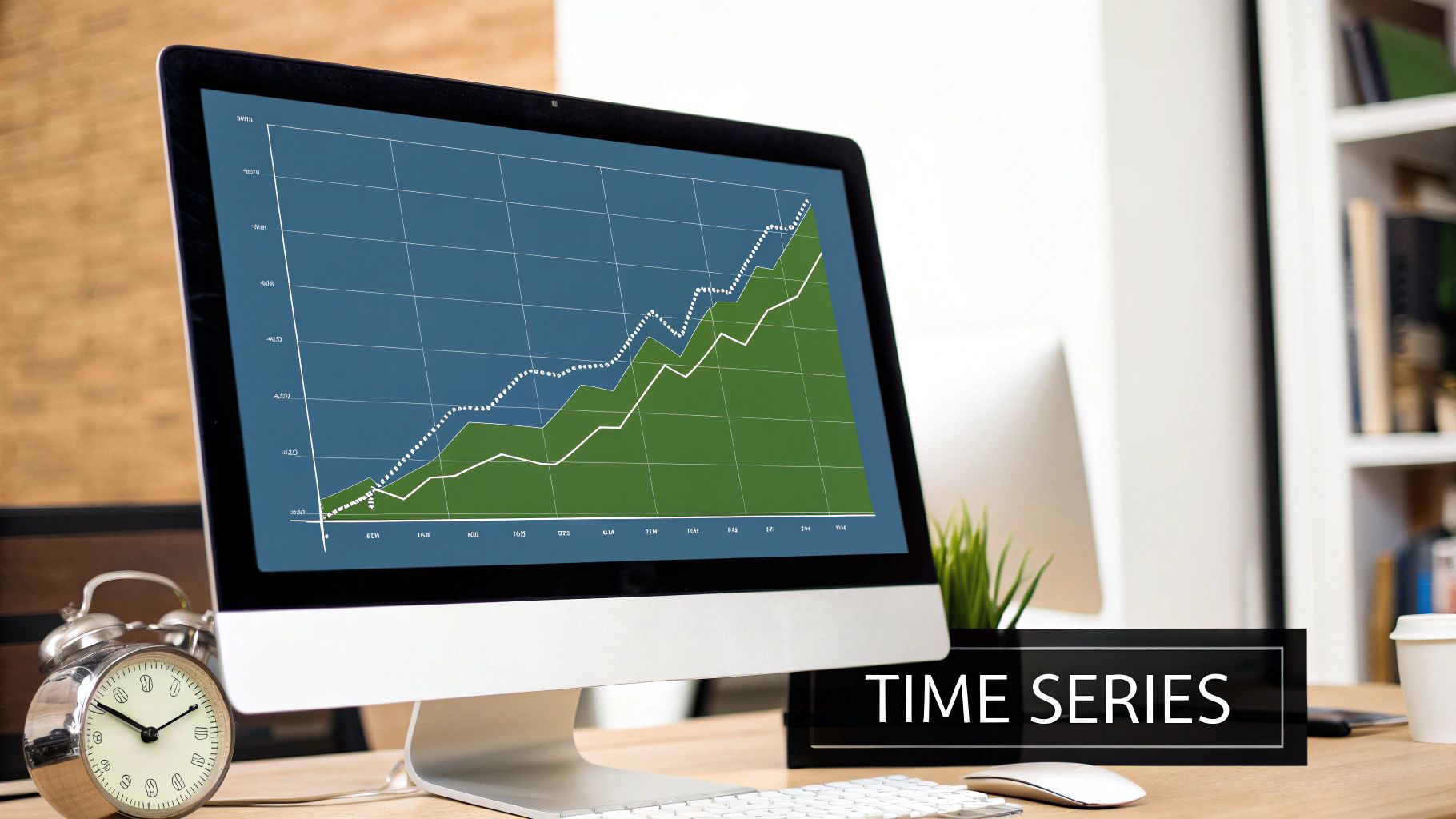 A person working on a laptop with Excel spreadsheets showing graphs and data for business forecasting.