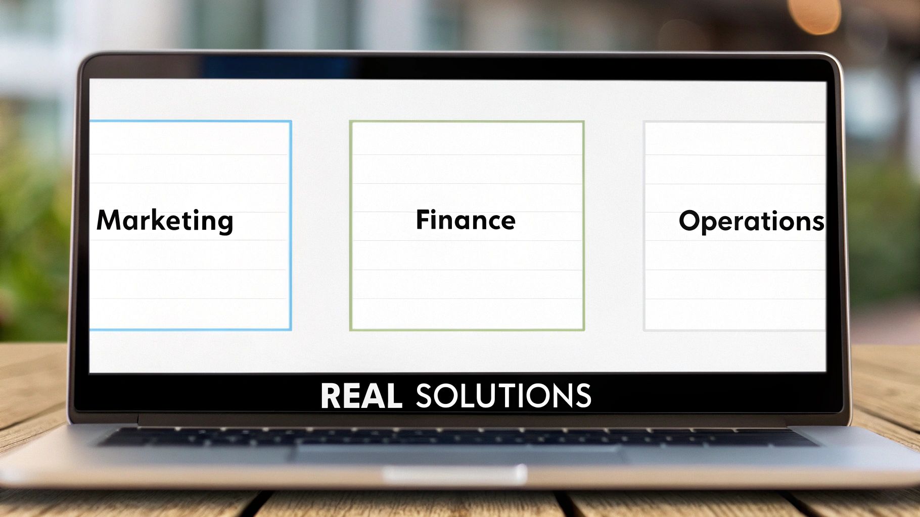 A modern office desk with a laptop displaying an Excel spreadsheet, a coffee cup, and a notepad, representing a professional business environment.