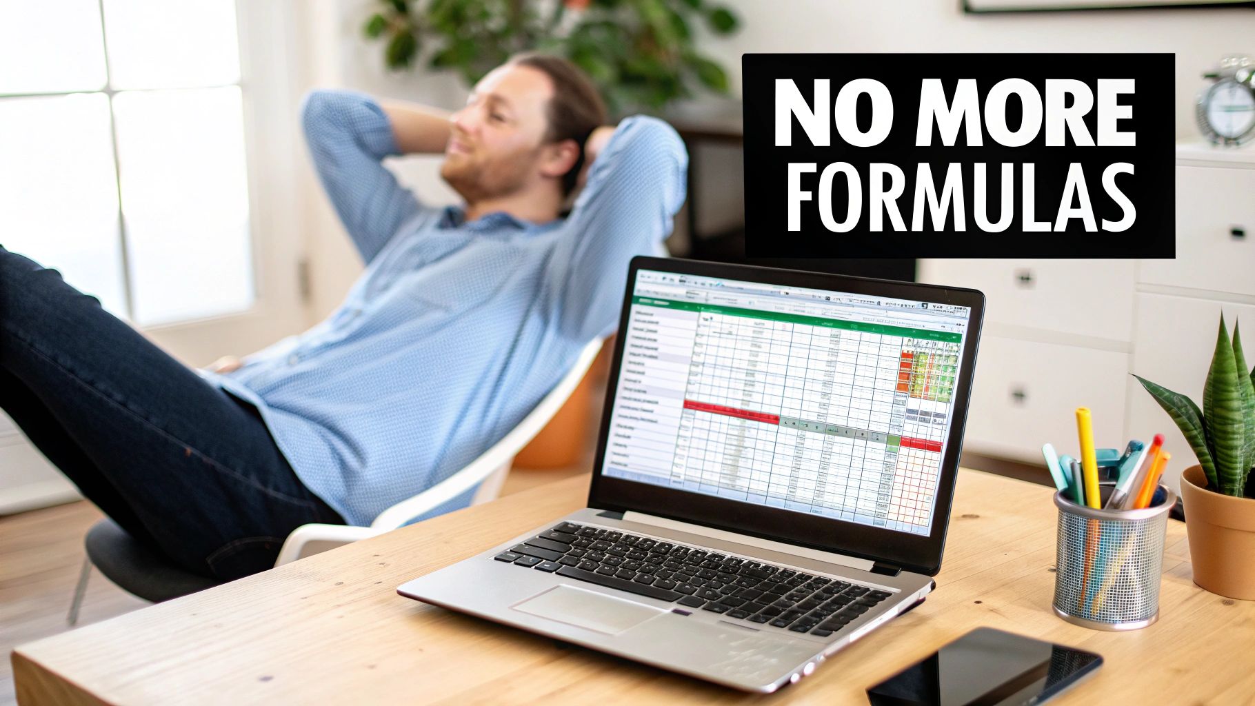 A professional analyzing data on an Excel spreadsheet with AI-powered charts and graphs.