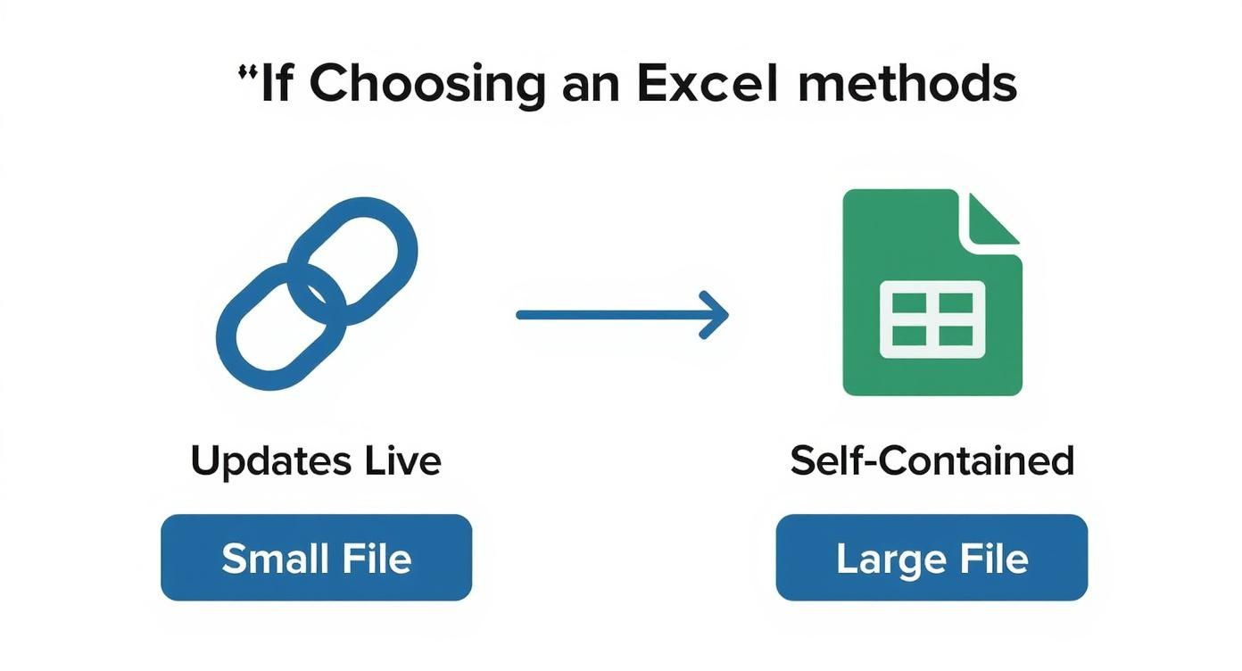 Infographic about embedding excel into powerpoint