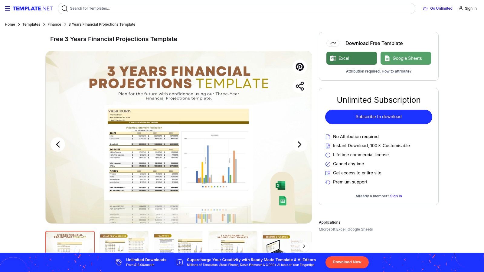 Template.net (3 Years Financial Projections Template)