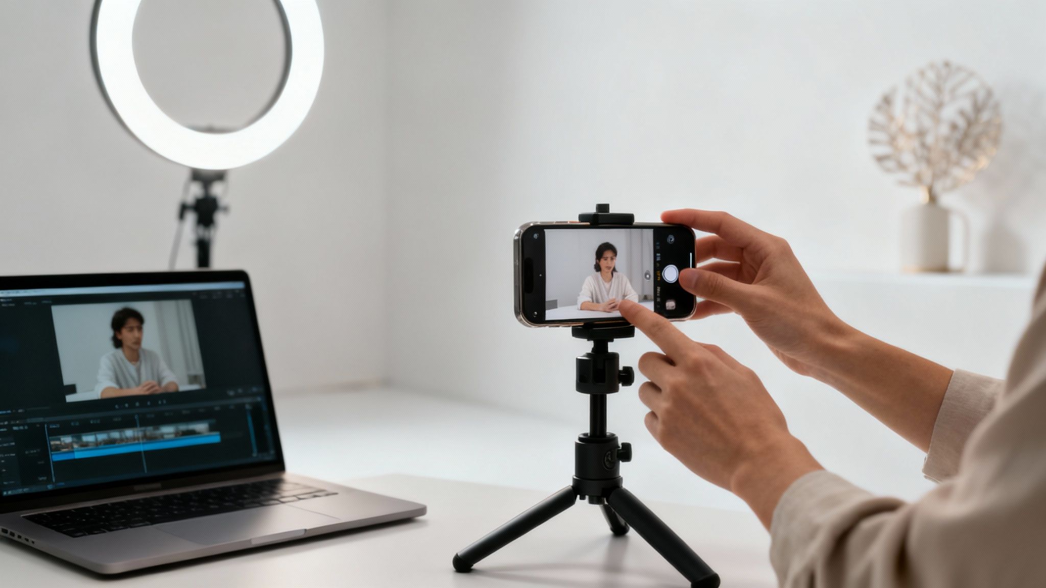 A phone screen showing the Instagram Reels editor with various tools and clips