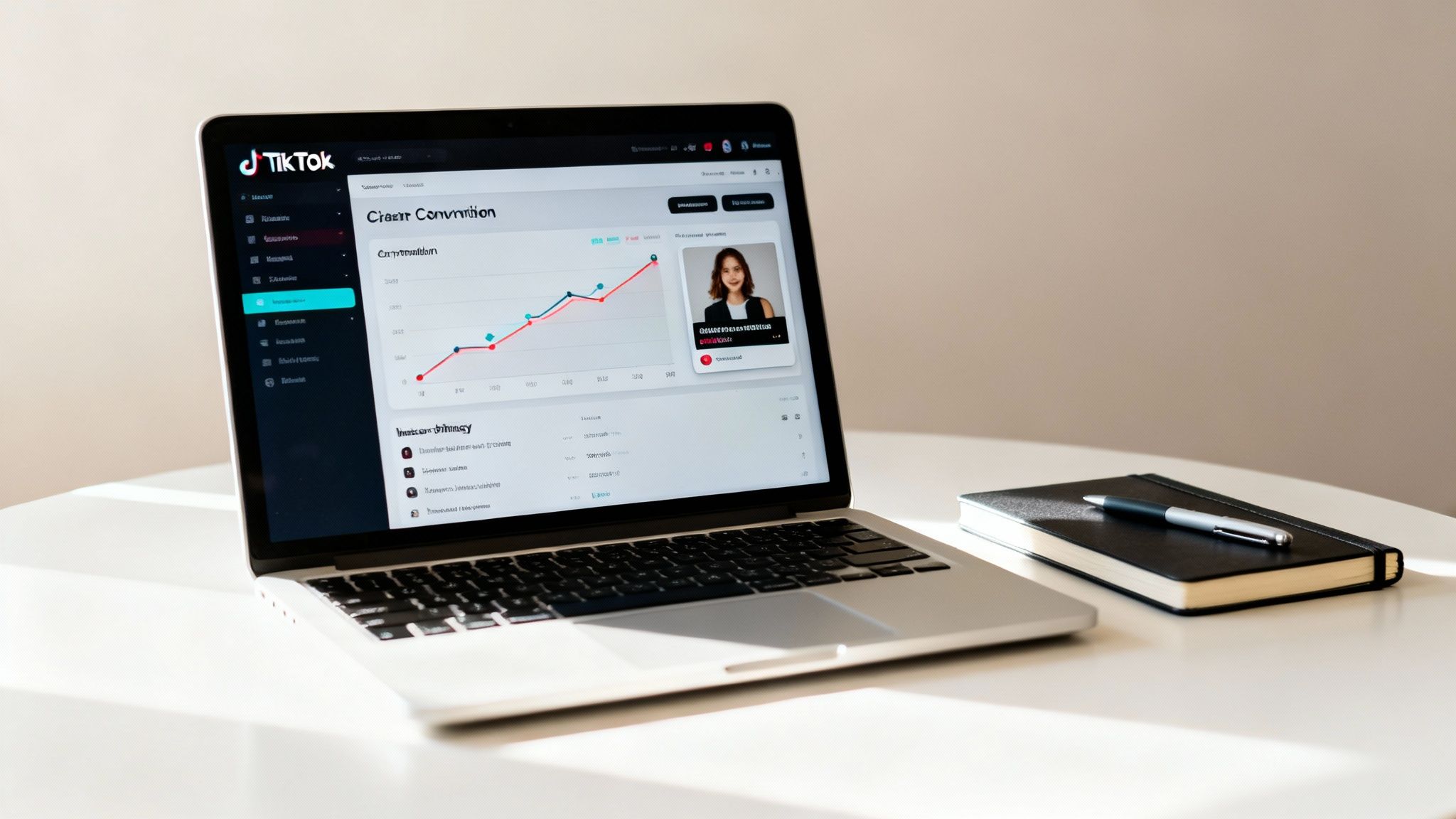 An influencer holding a product in front of a ring light, symbolizing influencer marketing and content creation for TikTok.