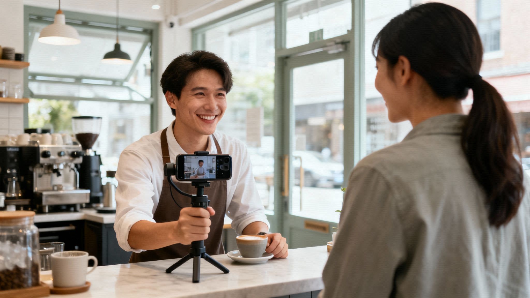 A person storyboarding video ideas on a whiteboard.