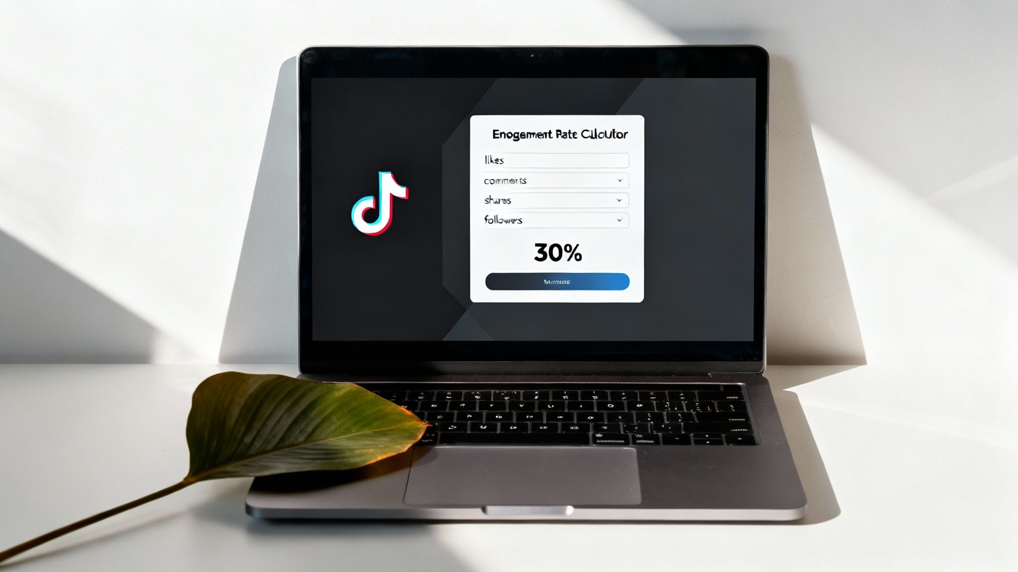 A simple and clean calculator interface with fields for Likes, Comments, Shares, and Followers, and a 'Calculate' button.