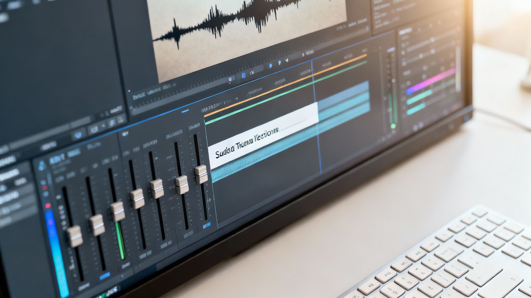 A person fine-tuning color correction on a video editing timeline with vibrant color wheels on the screen