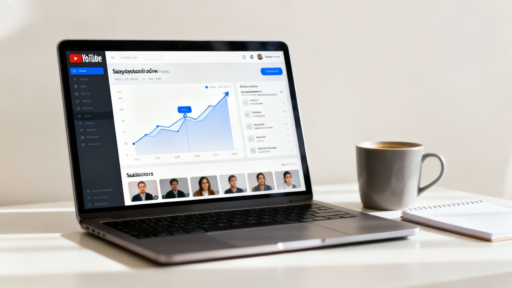 A laptop showing the ClipShort video editor interface, with a visual timeline and editing tools.
