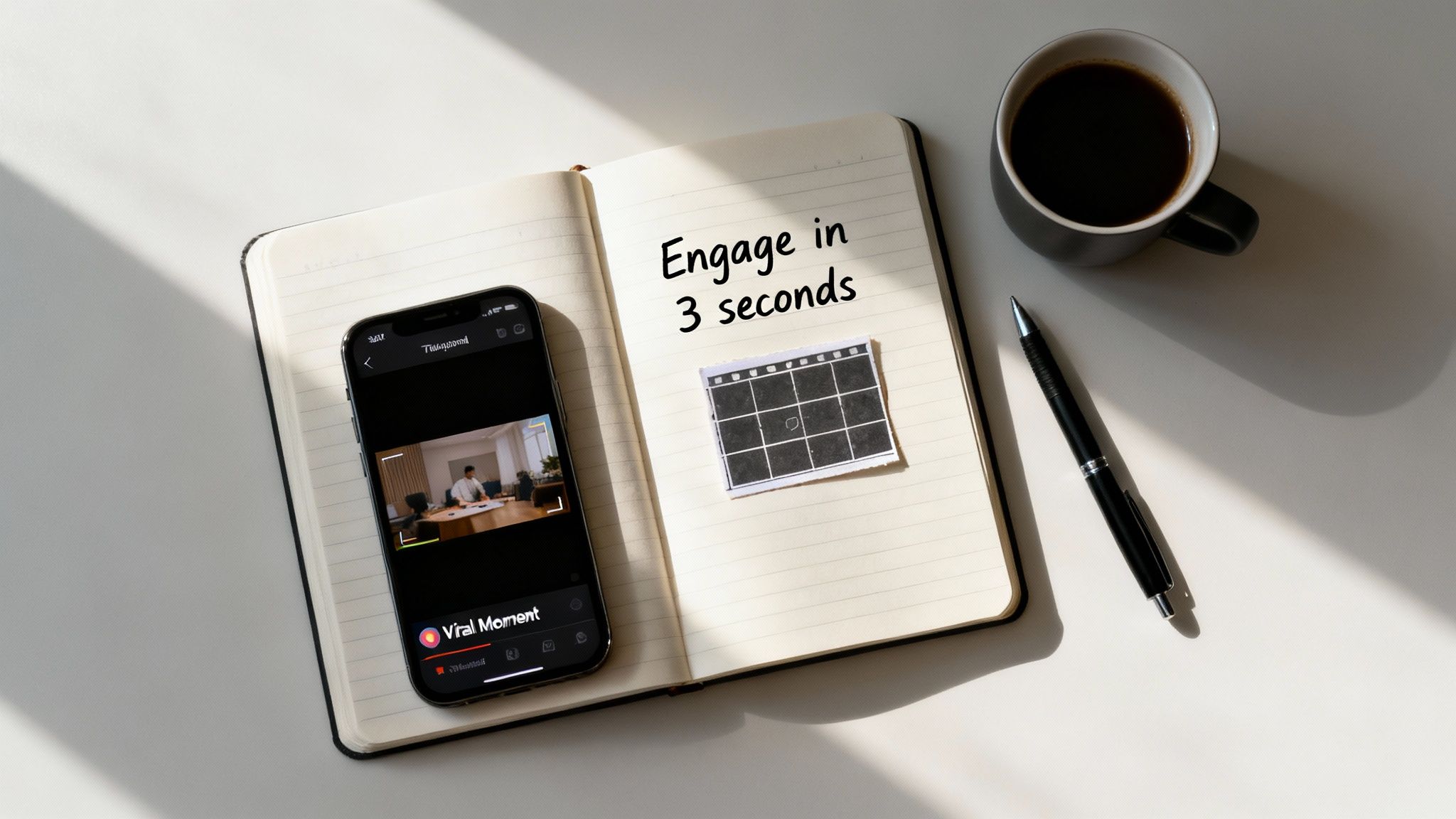 A person brainstorming video ideas on a whiteboard.