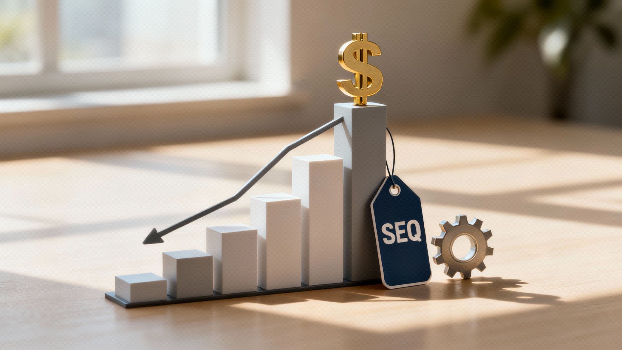 A visual representation of YouTube monetization with icons for ad revenue, affiliate links, and digital products arranged around a growing chart.