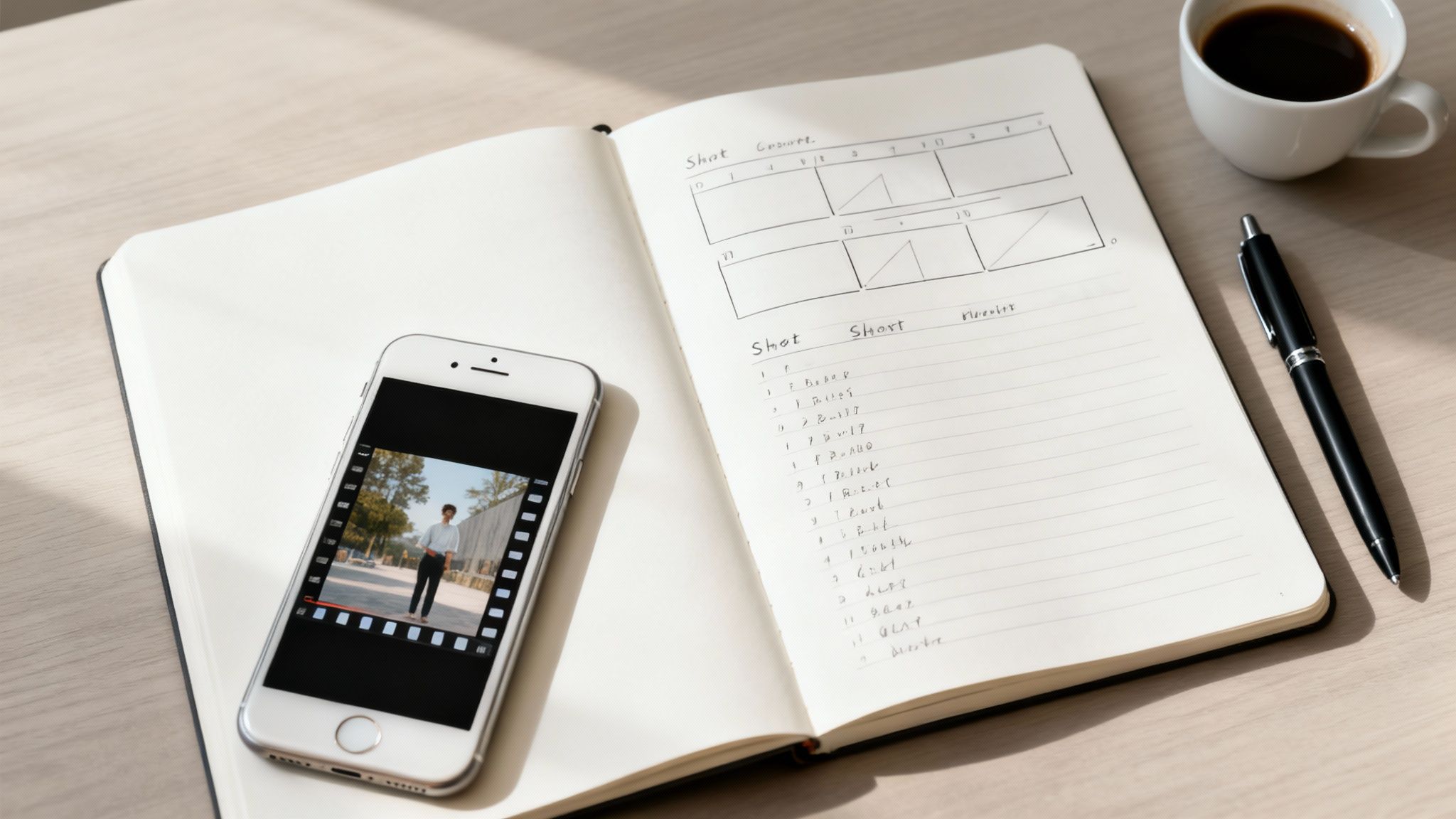 Woman editing video content on a laptop in a creative workspace