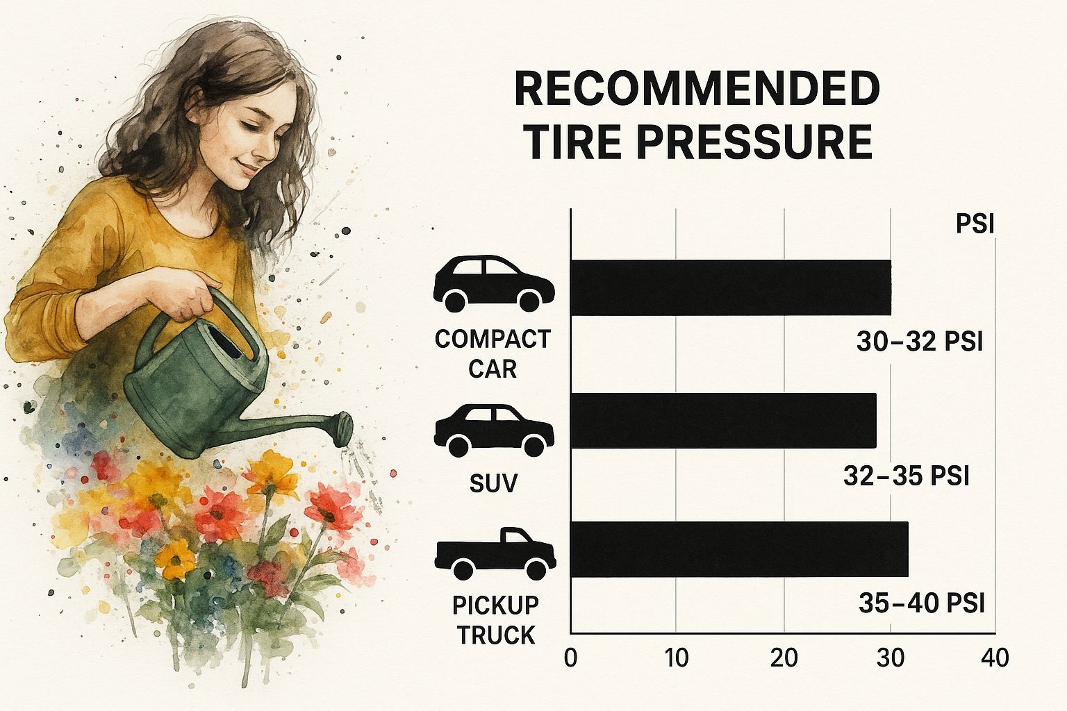 Infographic about correct tire pressure