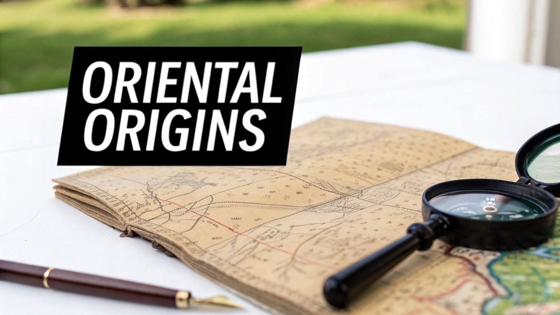 A vintage world map showing Europe and Asia, illustrating the concept of 'East' from a European perspective.