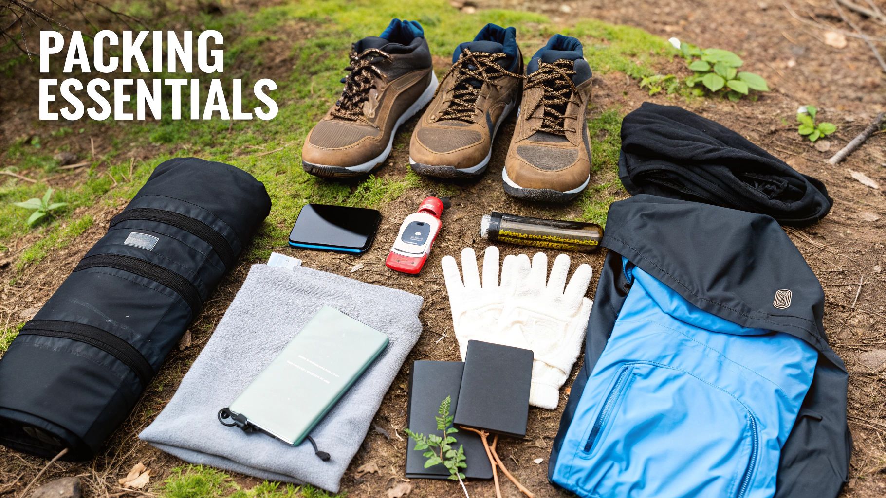 A person on a gorilla trekking trip wearing a hat and backpack.