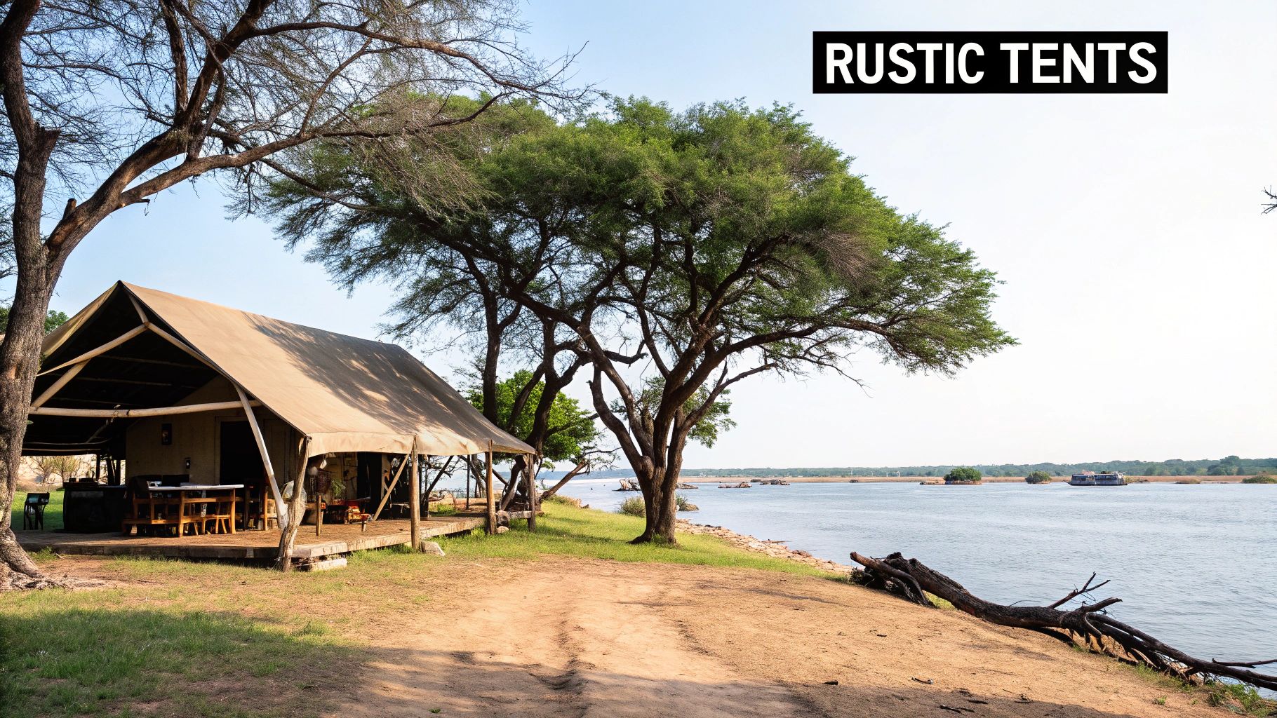 People sitting around a campfire at Queen Elizabeth Bush Lodge