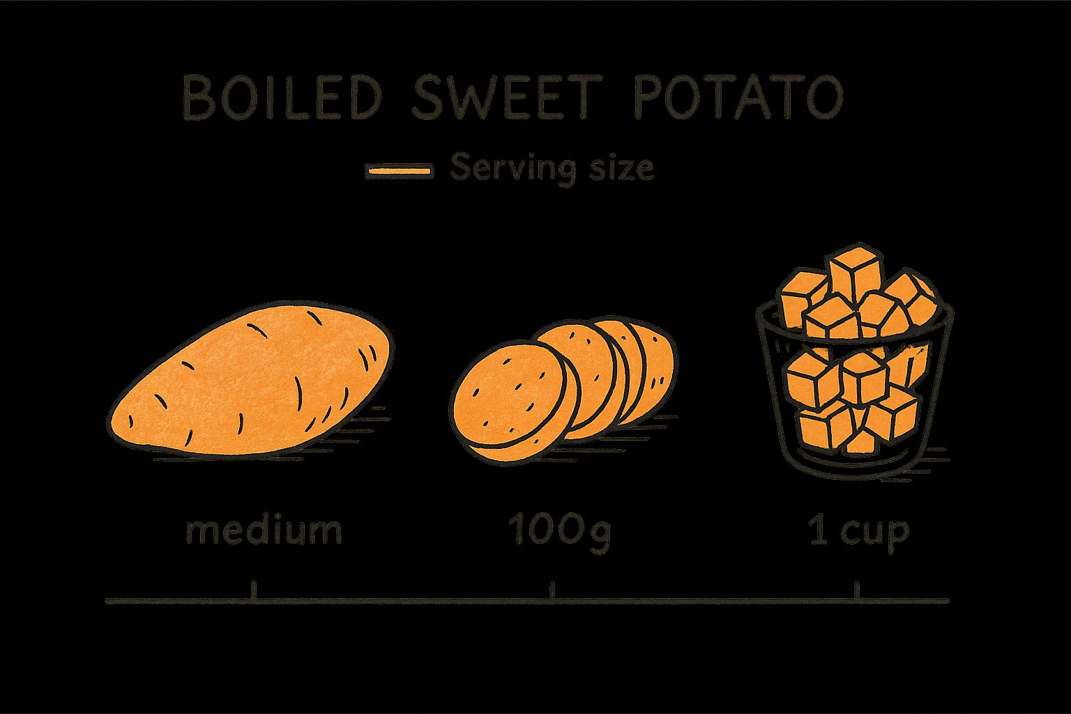 Infographic about calories in sweet potato boiled