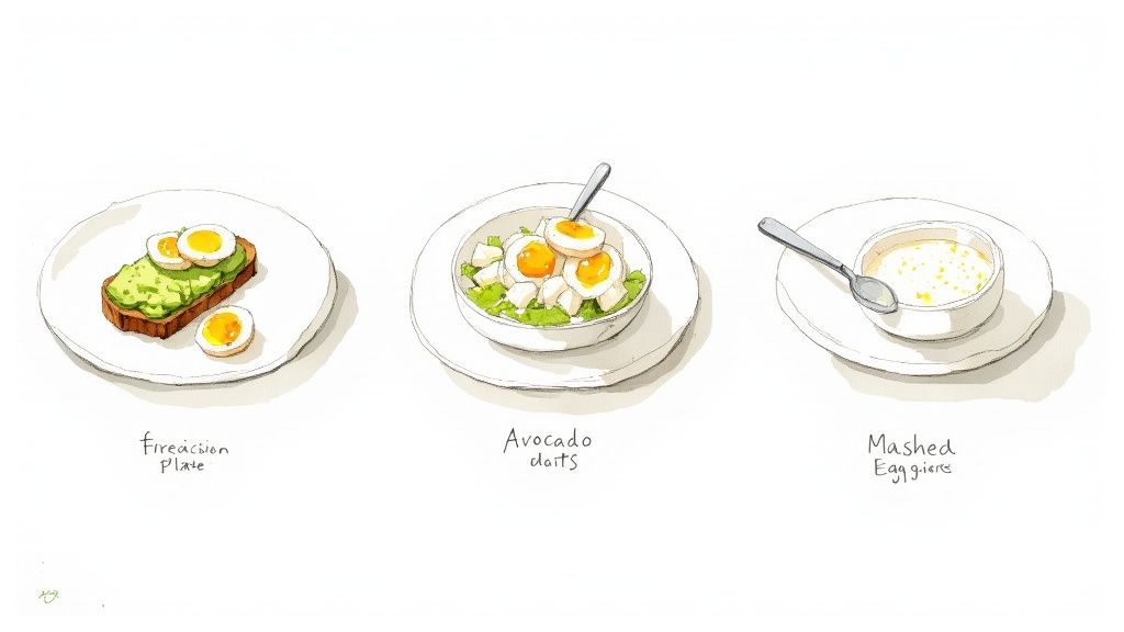 A healthy and vibrant salad in a bowl, topped with sliced boiled egg whites, avocado, and cherry tomatoes.