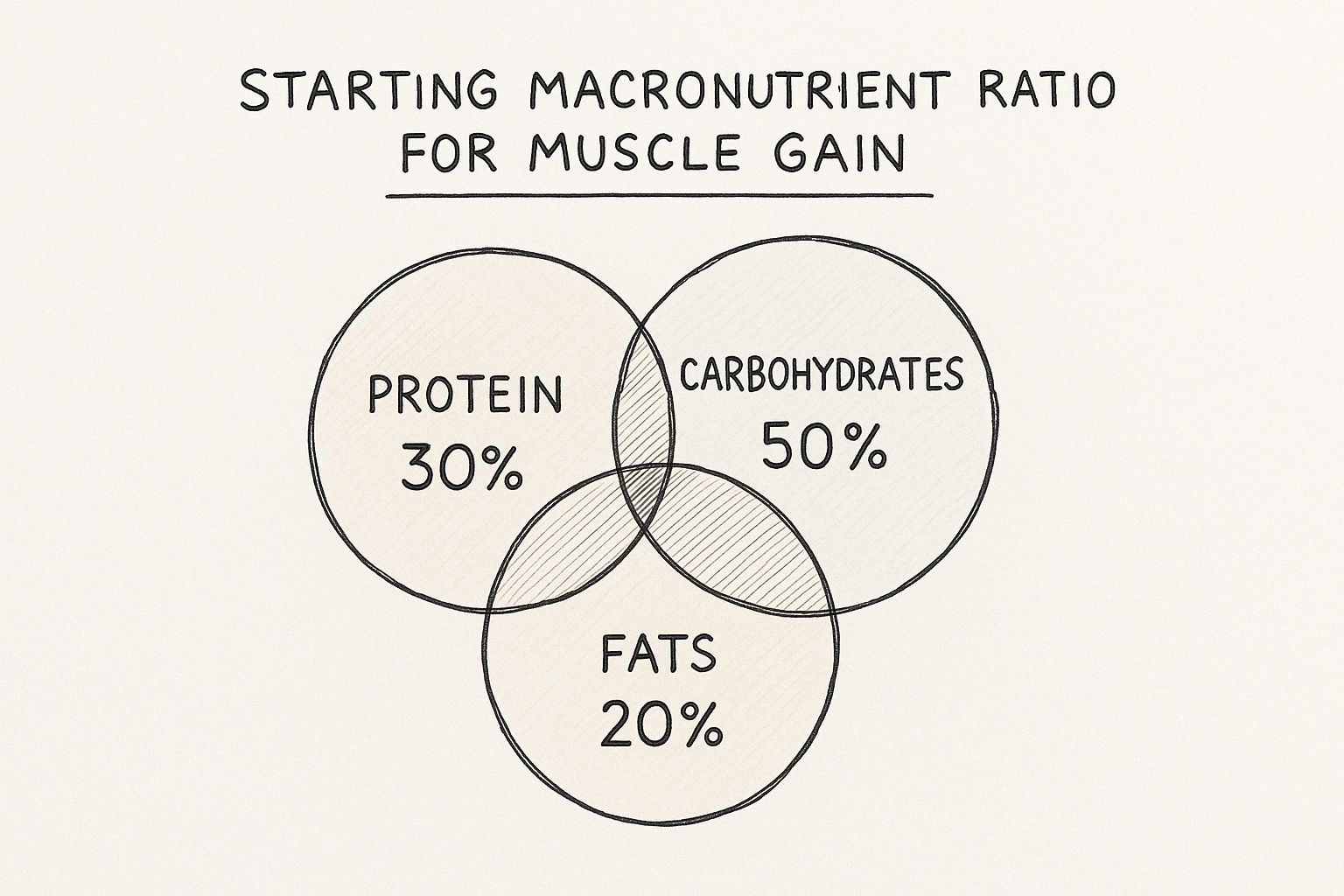Infographic about macronutrient ratio for muscle gain