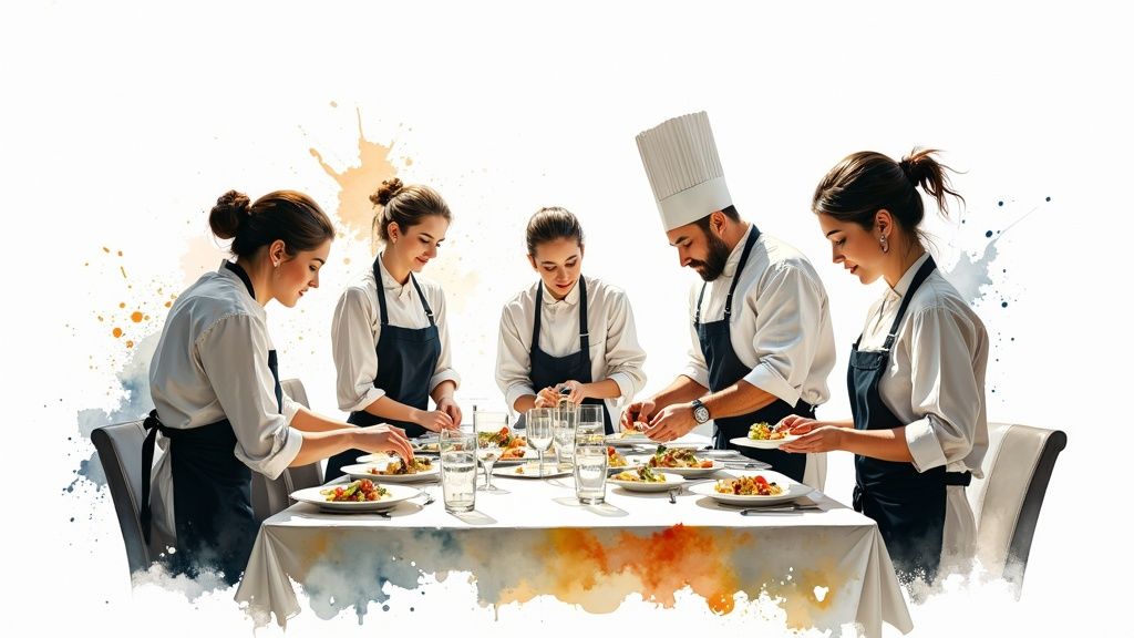 A dashboard showing restaurant analytics on a tablet.