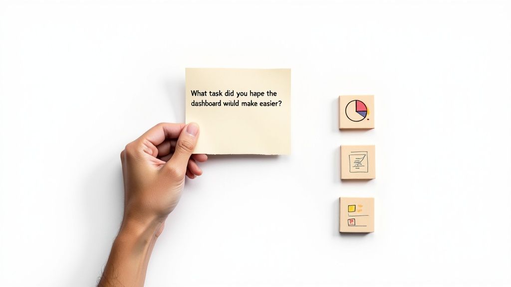 Woman writing survey questions on a whiteboard