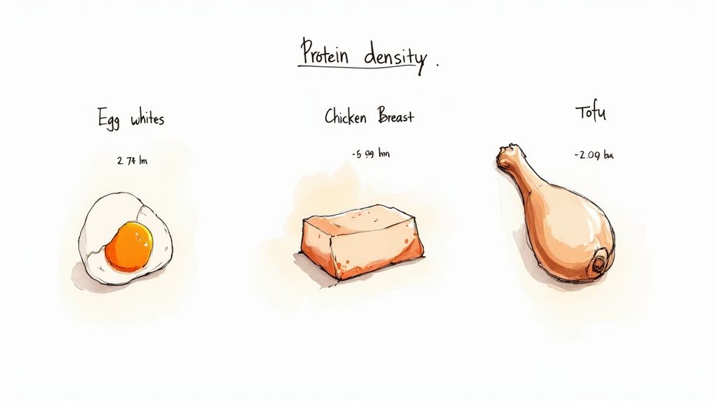 Two boiled egg whites sit in a small bowl, garnished with a sprig of green herbs.