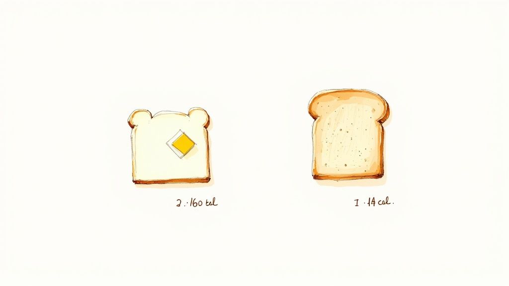 A slice of bread with a pat of butter on top