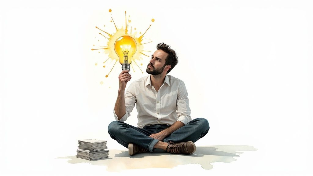 A person sitting at a desk, looking stressed while surrounded by crumpled papers and a laptop displaying charts.