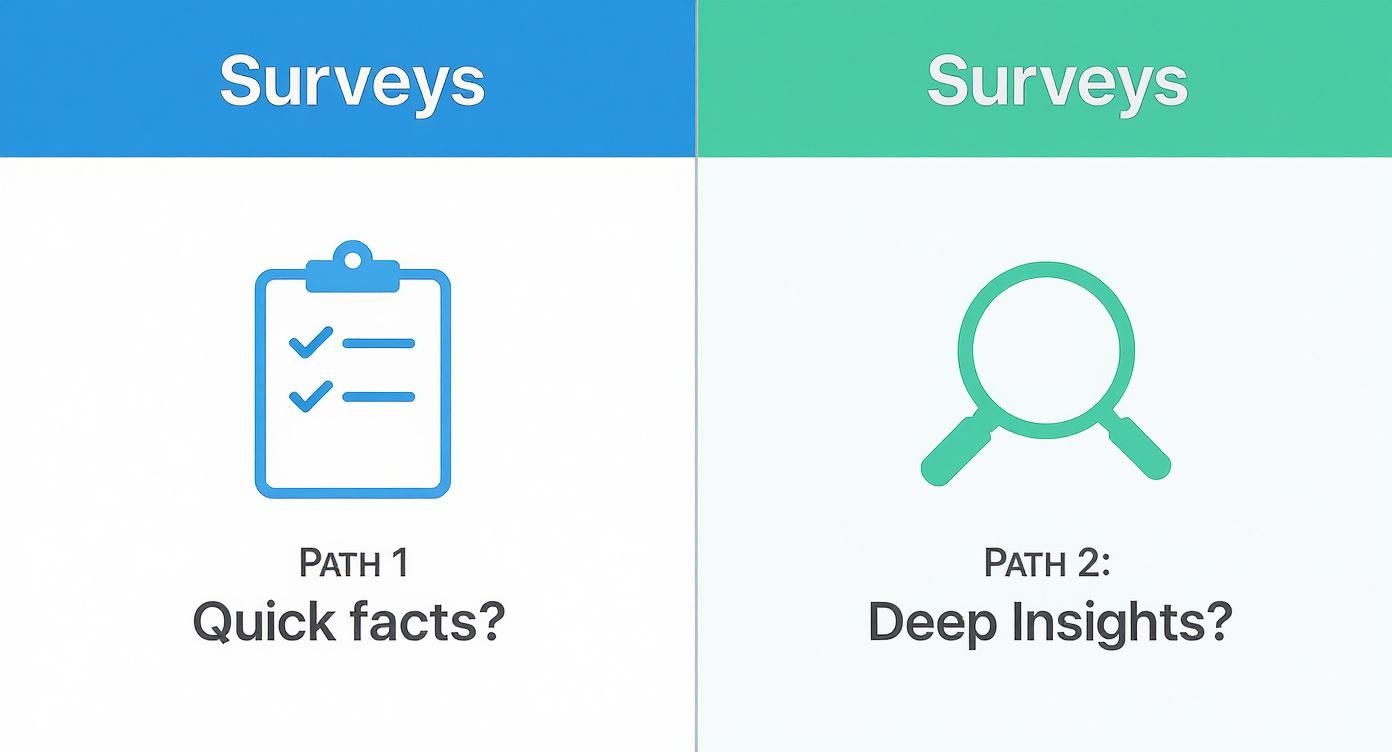 Infographic about difference between surveys and questionnaires