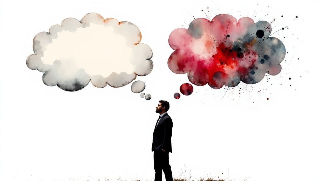 Two founders pointing at a whiteboard with brand awareness metrics