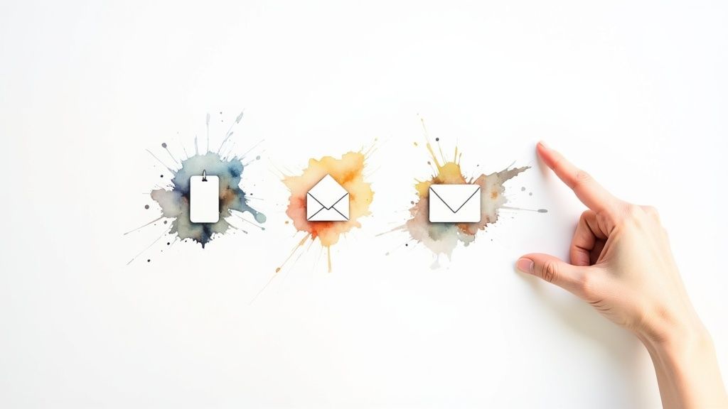 A person choosing different digital channels on a screen