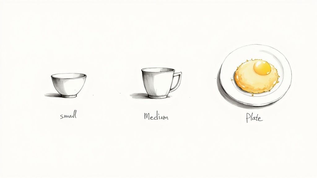 A bowl of scrambled egg whites on a wooden table, with fresh tomatoes and greens on the side.