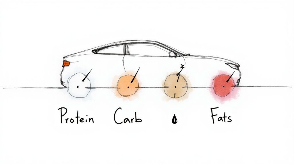 A balanced meal with chicken, vegetables, and rice representing a macro diet.