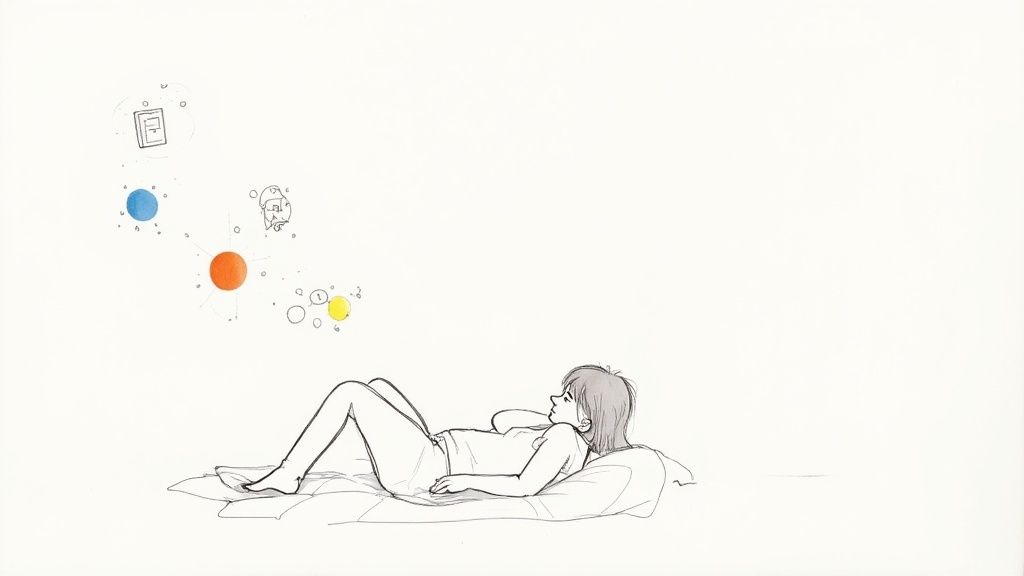 Person looking at their smartphone while preparing a healthy meal.