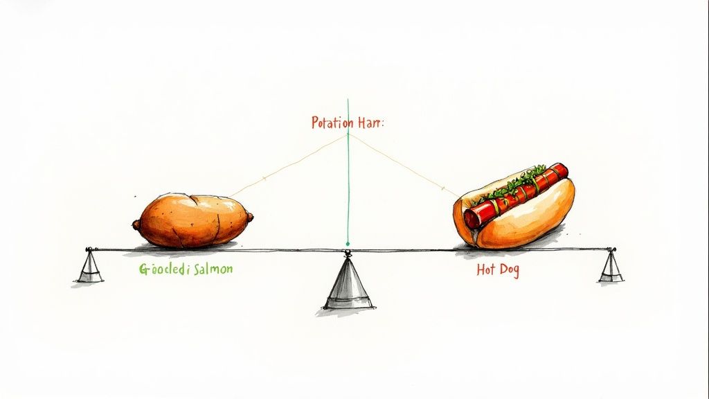 A colorful plate of food with salmon, quinoa, and fresh vegetables representing high-quality macros.